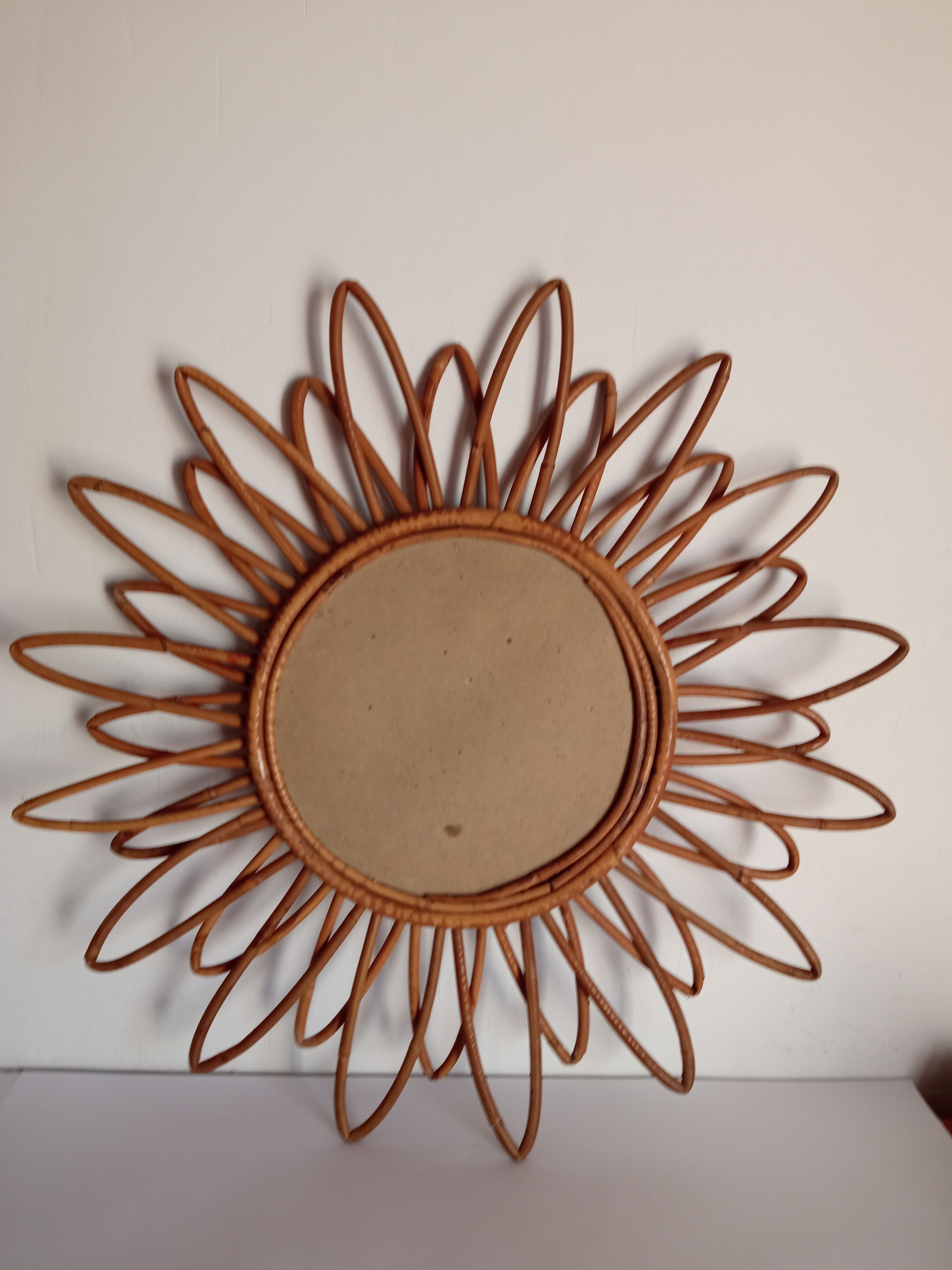 Miroir en bambou vintage 57cm