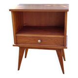 Wooden bedside table with compass feet