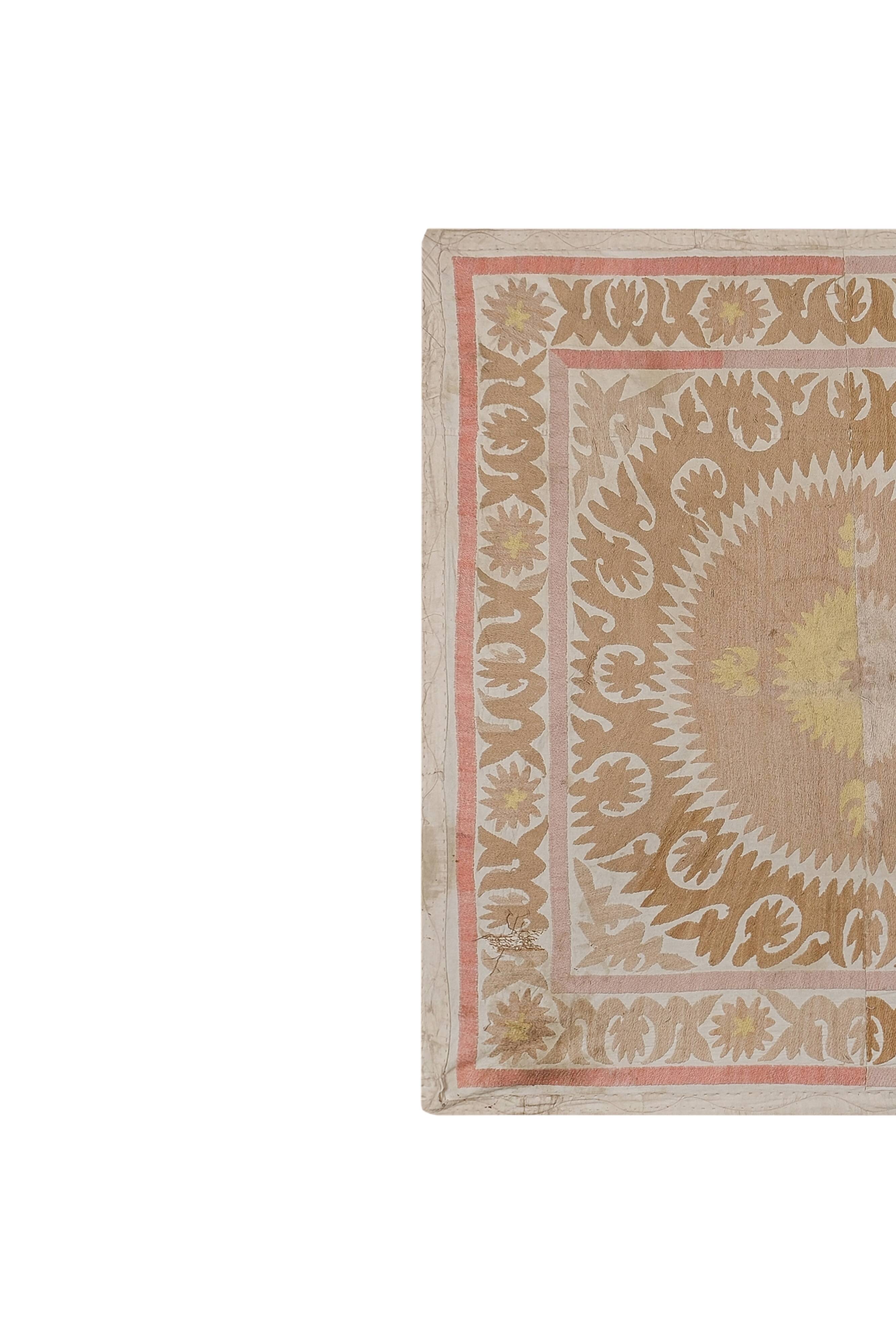 Hand knotted rug, vintage turkish rug 124x124 cm