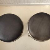 Pair of metal and leather stools