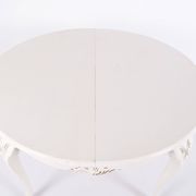 Antique round dining table with extension - Neo Rococo style - white painted with decorative details - 1920s
