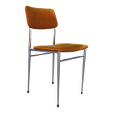 Chrome tubular chair with orange velvet, 1970s