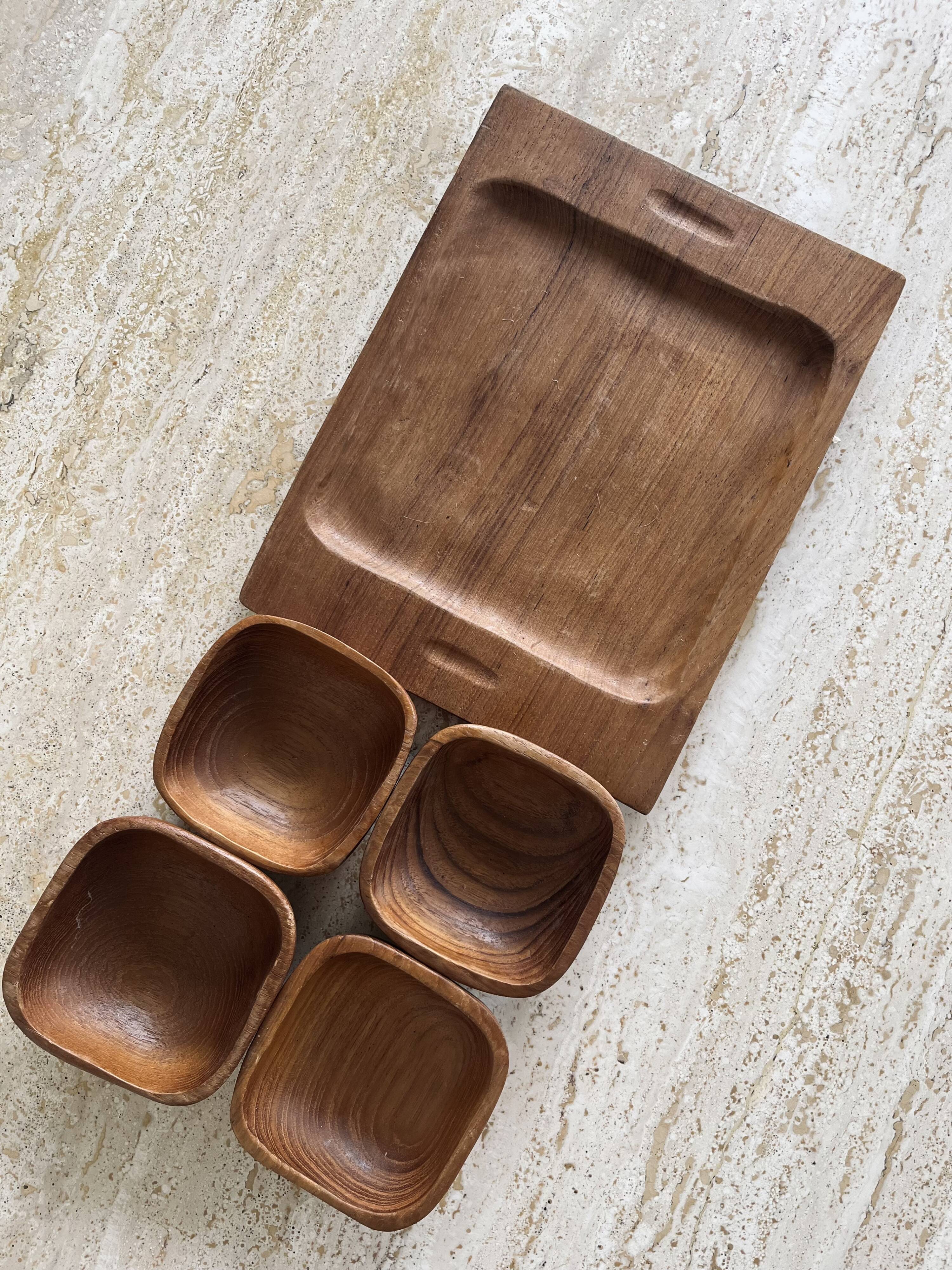 Vintage wooden aperitif tray
