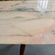 Italian dining table with sculptural beech base and pink marble, 1950s