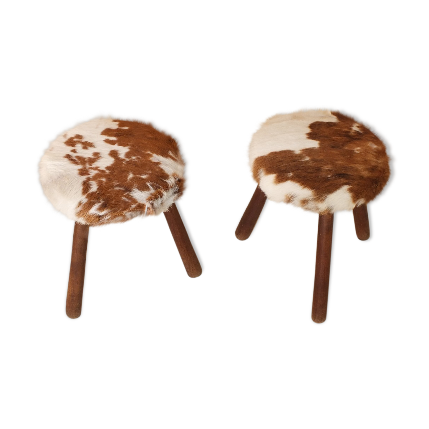 Pair of cow skin stools