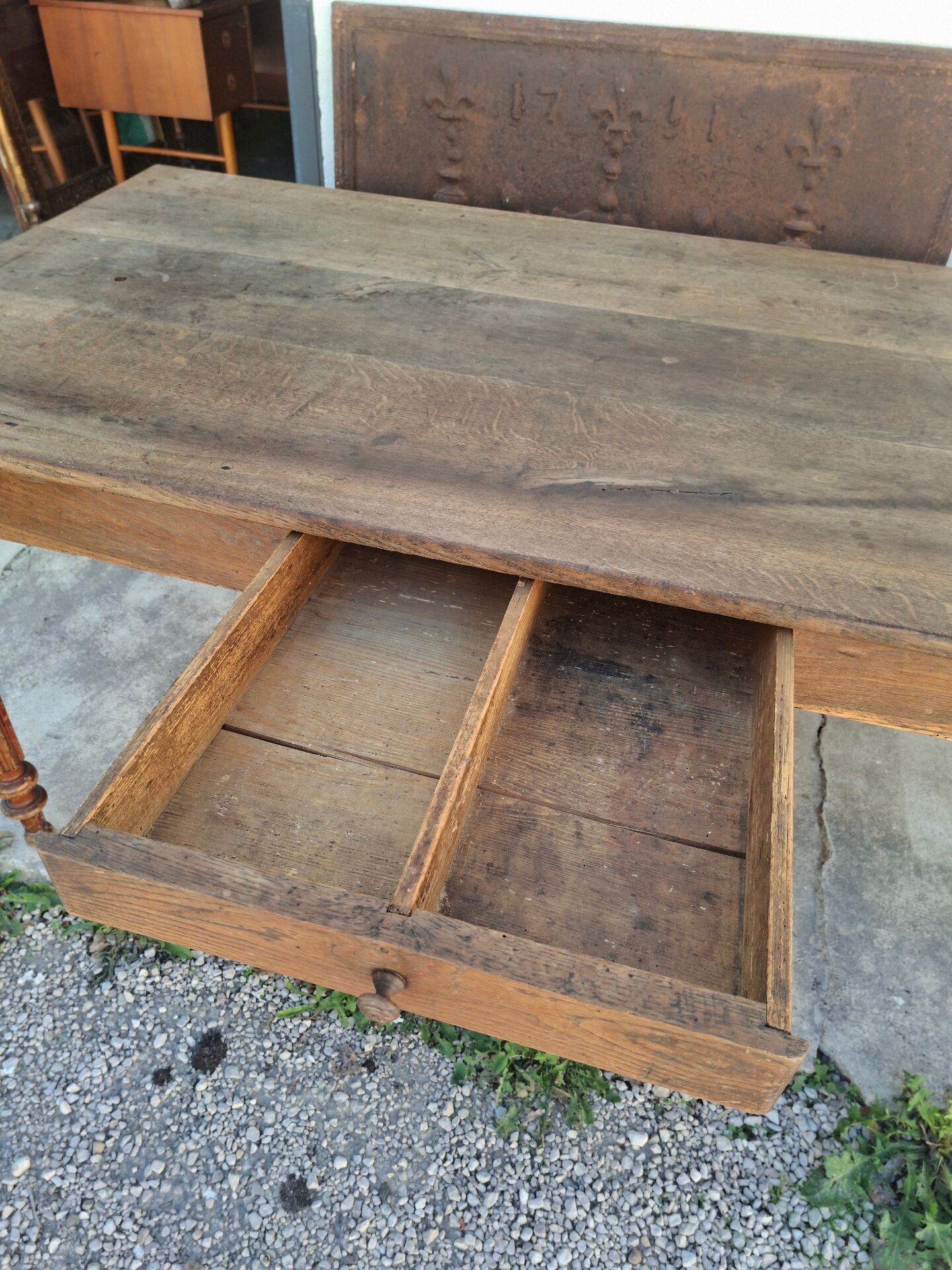 Table de ferme, bistrot, rustique en chêne massif