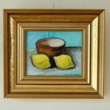 Original European still life oil on panel painting by Hans Haussdal