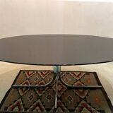Vintage oval table in black lacquered wood