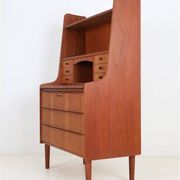 Tall mid-century teak secretary desk / Danish modern design / 1960s