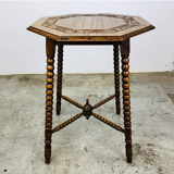 Antique wood carving table with 8 sides