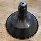 Large industrial lampshade in black enameled sheet metal, vintage 1950 N1