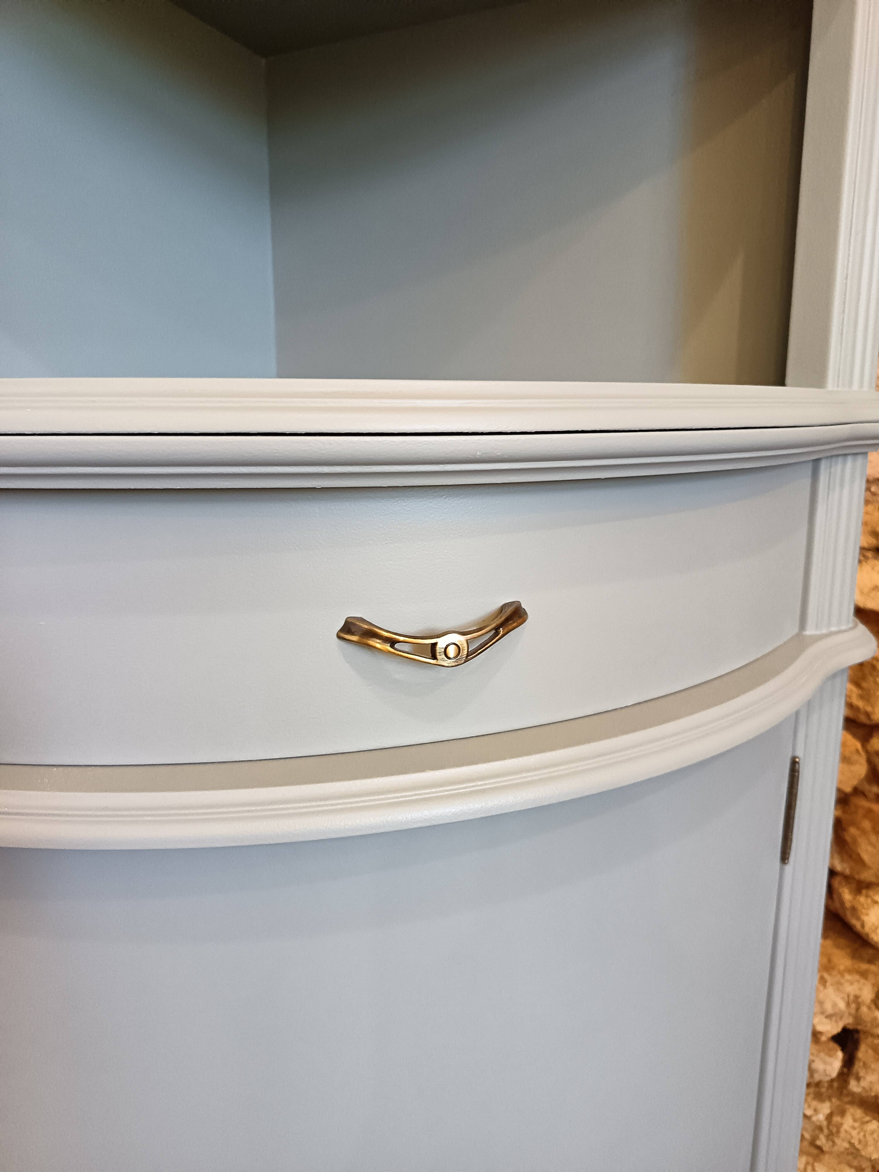 Vitrine vaisselier d'angle vert bronze