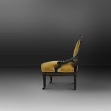 French Empire style  Black Wood and Velvet Armchair, 1850s