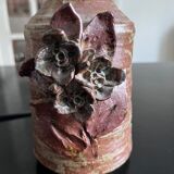 Stoneware lamp with pink decoration from the 70s