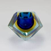 Faceted diamond caviar bowl Mandruzzato Sommerso, Murano glass, Italy, 1960s