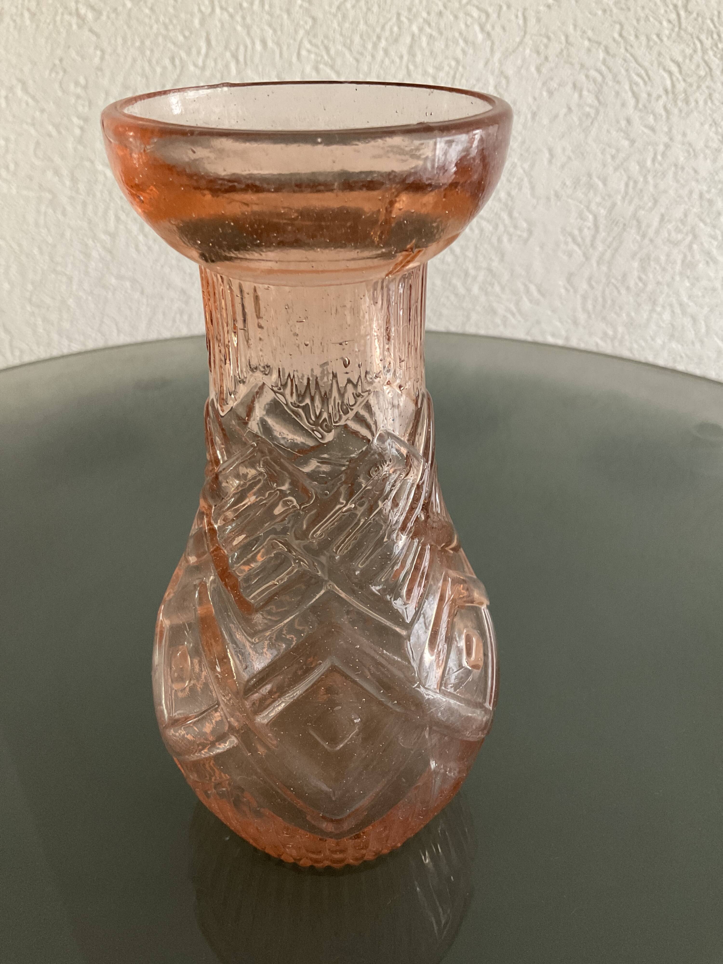 Rosaline hyacinth vase in moulded glass, Art Deco.