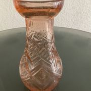 Vase à jacinthes Rosaline en verre moulé, art déco.