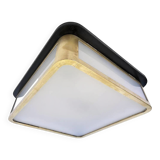 Grand plafonnier ou applique murale de style Bauhaus, en laiton et verre, taille XXL, années 1940