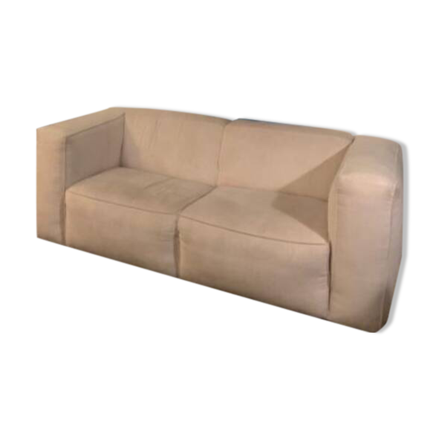 Beige corduroy two-seater sofa