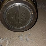 Bronze kerosene lamp JS and Gien earthenware