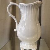 Pitcher has beautiful model beyerle niderviller black earth enamelled with white