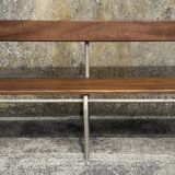 Three tubular and solid wood benches, boarding school, vintage, 1950s