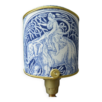 Clip-on lampshade, blue toile de Jouy