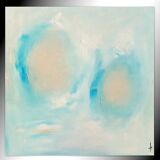Tableau peinture abstrait "douces bulles" fait main