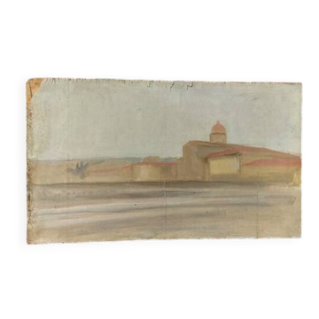 Oil painting on panel Florence View from San Frediano to Cestello early 1900