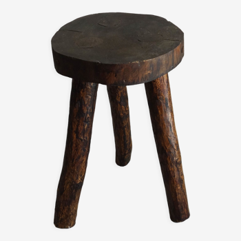 Vintage folk art tripod brutalist stool