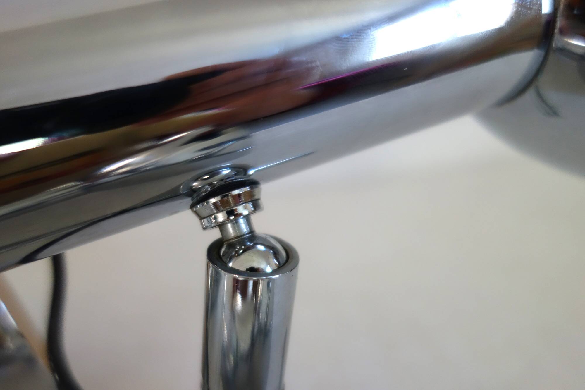 Chrome metal 3-spot chandelier from the 1970s.