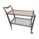 Wooden Trolley with Glass Shelves and Wheels from de Baggis, 1950s