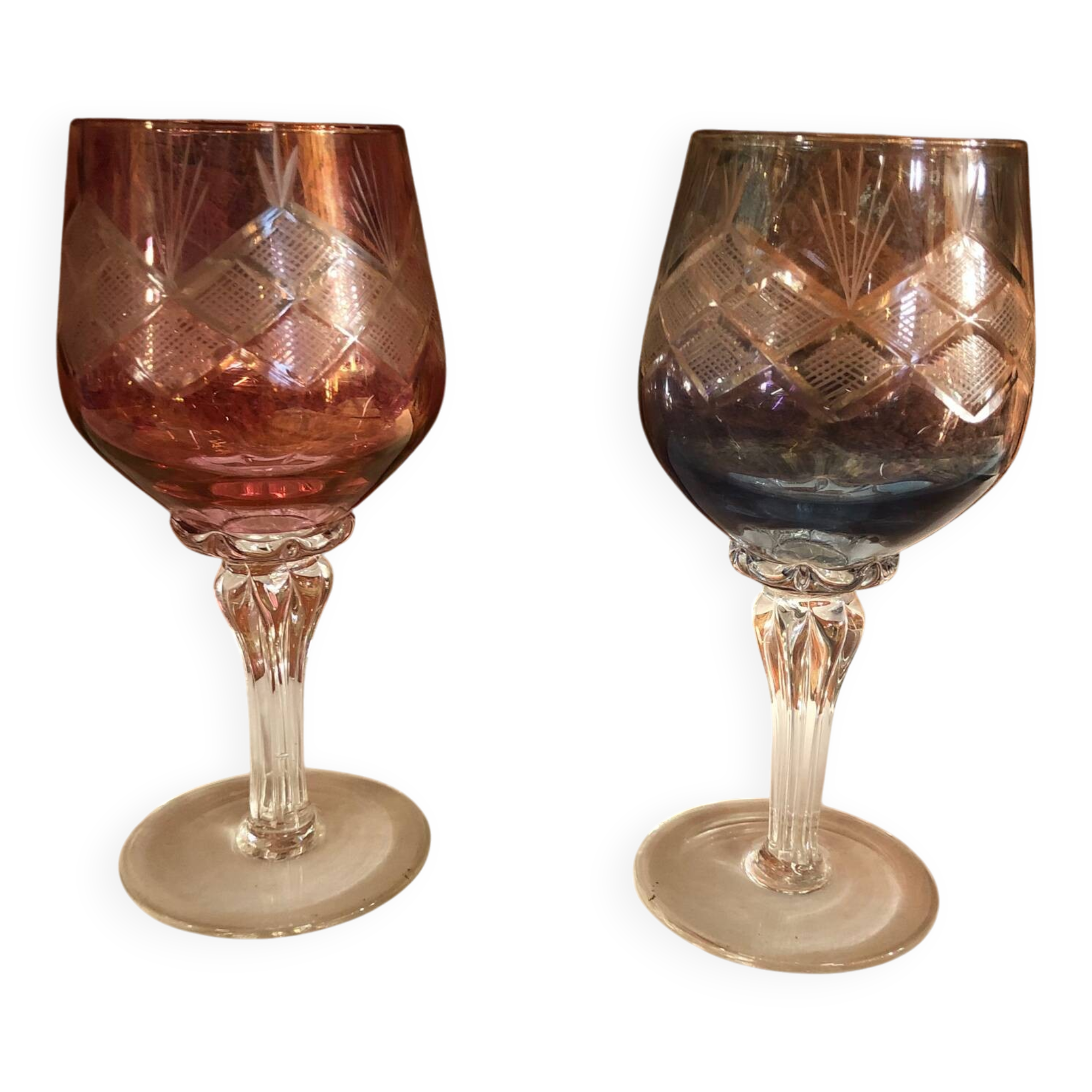 2 Verres en cristal de bohème