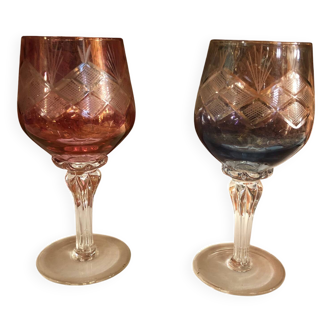 2 Bohemian crystal glasses