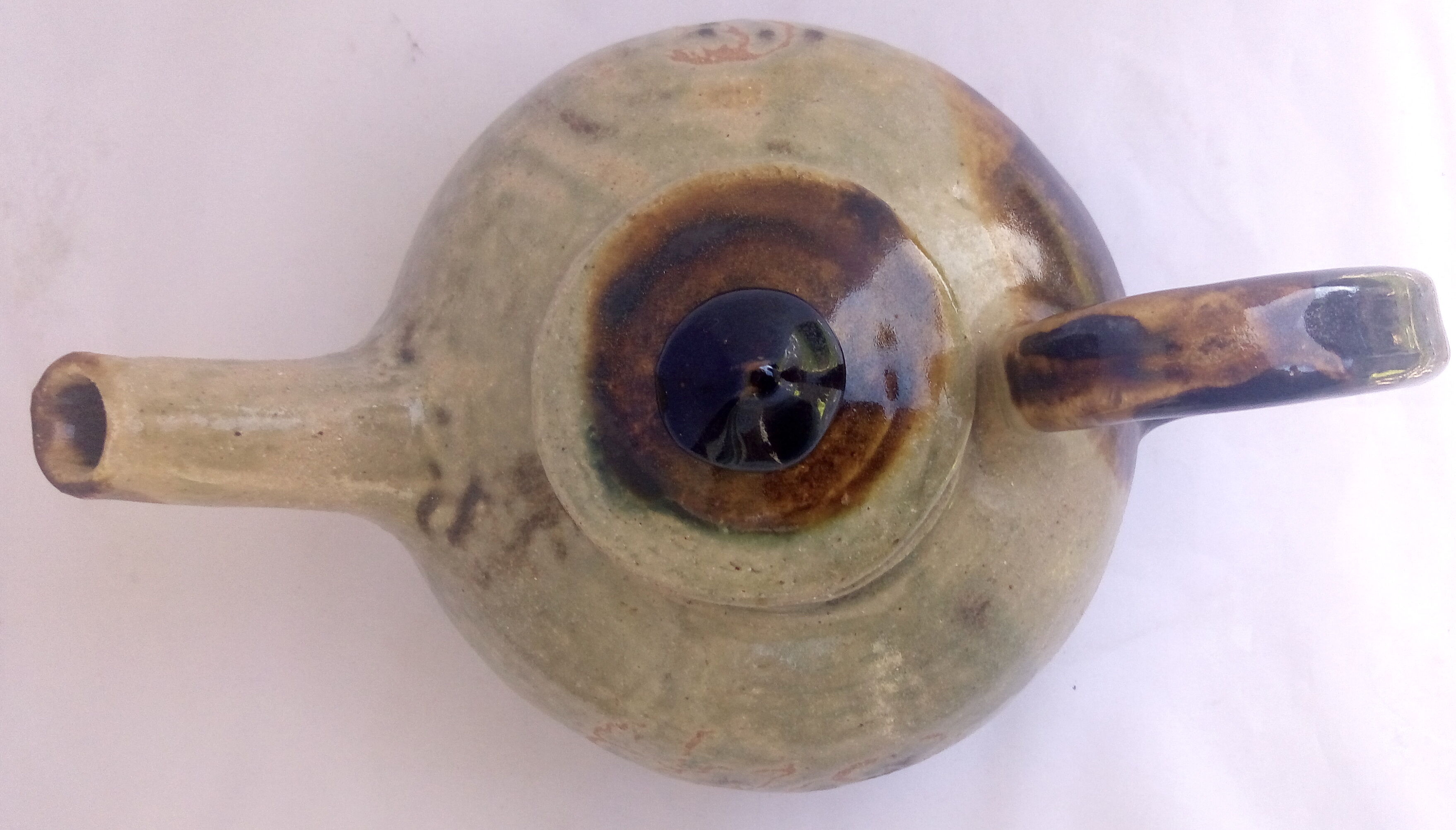 Rustic enamelled sandstone teapot