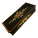 Boite à bijoux noir avec fleurs intérieur tissu gris