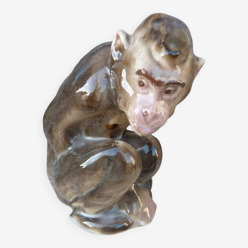 Porcelain monkey old animal statuette Germany? coppenhagen?