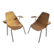 Paire de fauteuils en rotin et métal -1950/1960