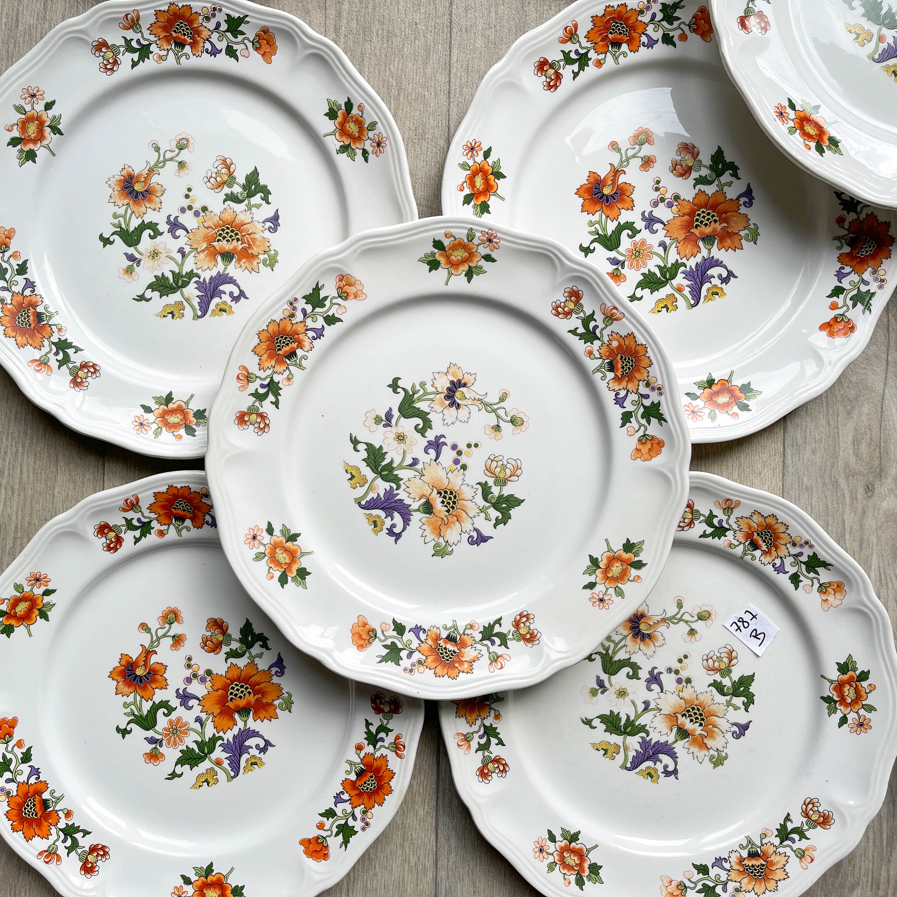 Table service in vintage earthenware Mills of Wolves "ORCHIES" 44 pieces