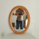 Vintage oval mirror in beech from the 70s/80s.