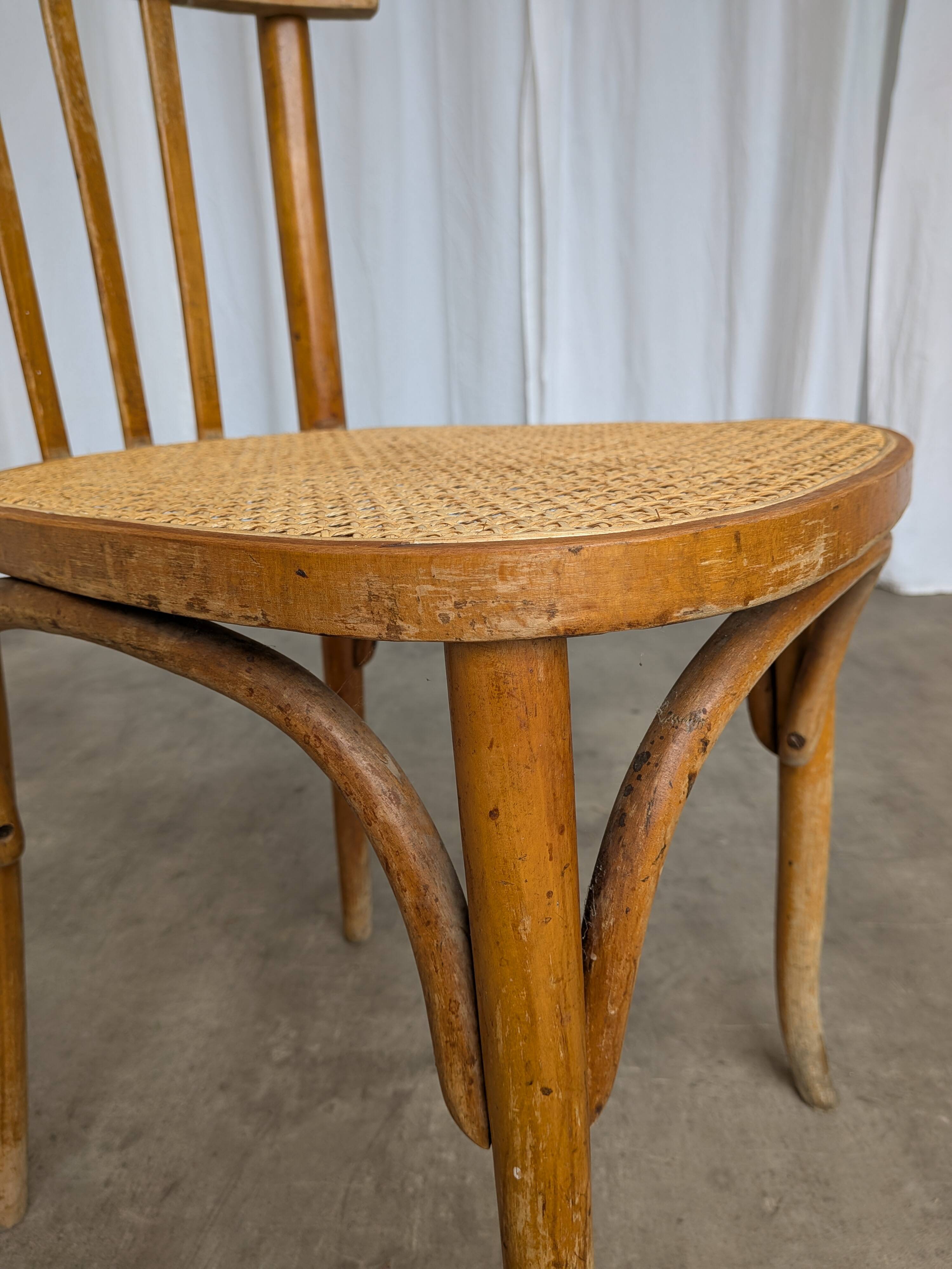Vintage Cane Seat Dining Chair: 1970s Yugoslavia, Boho Interior