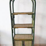 Bamboo shelf & green rattan