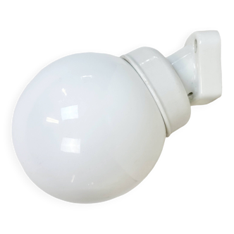 Vintage White Porcelain Wall Light with Milk Glass, 1960s