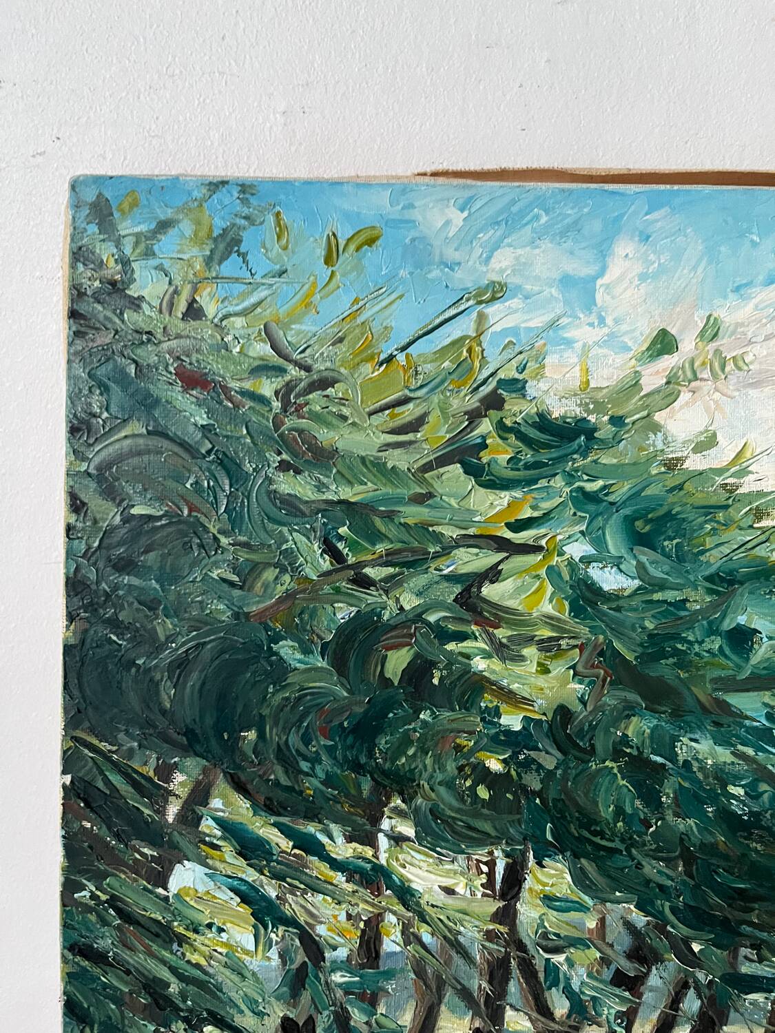 Sailboats on the lake, knife technique