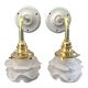 Paire d’appliques murales vintage en verre fleurs