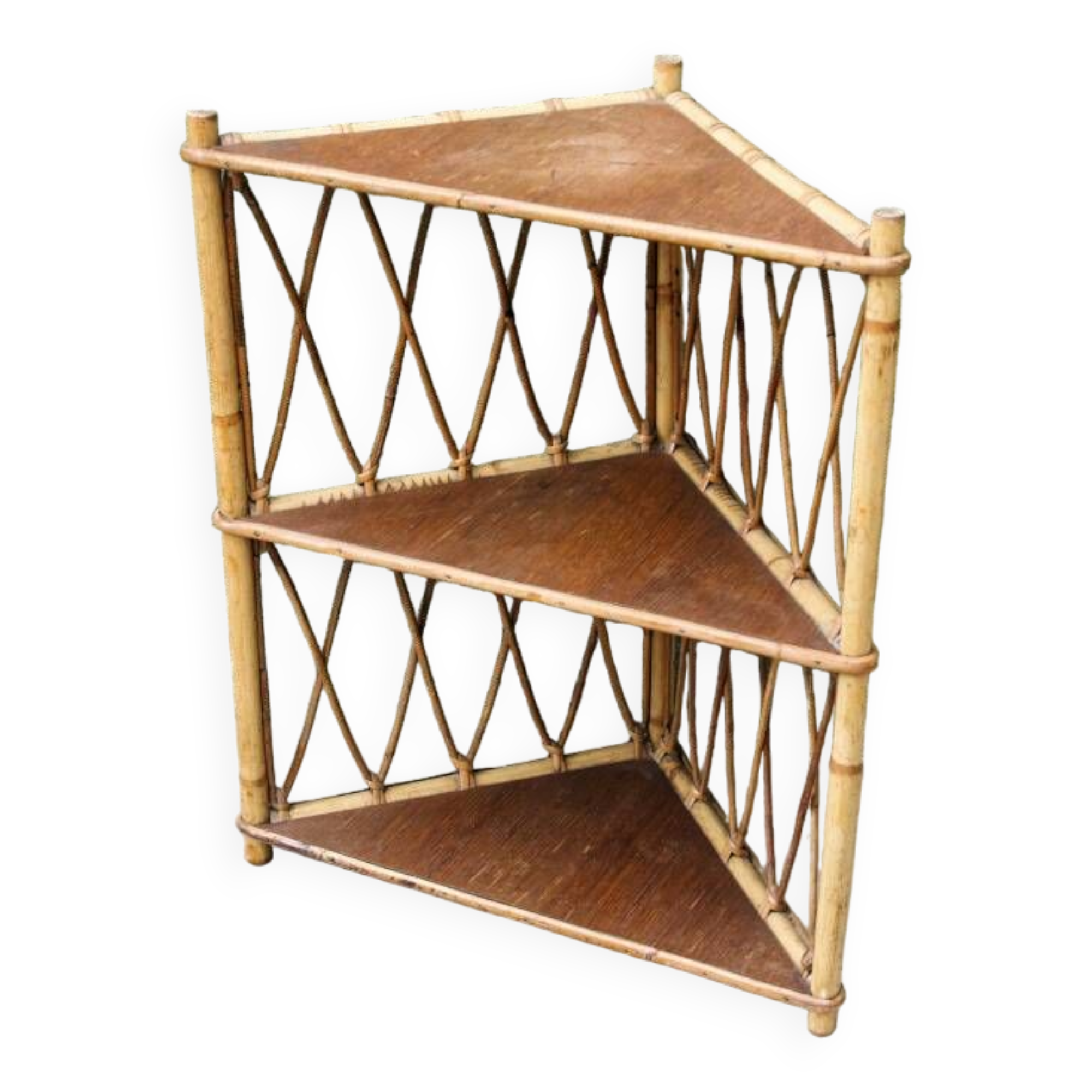 Rattan corner shelf