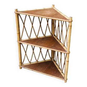 Rattan corner shelf