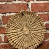 Round wicker mirror