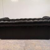 Black leather chesterfield sofa