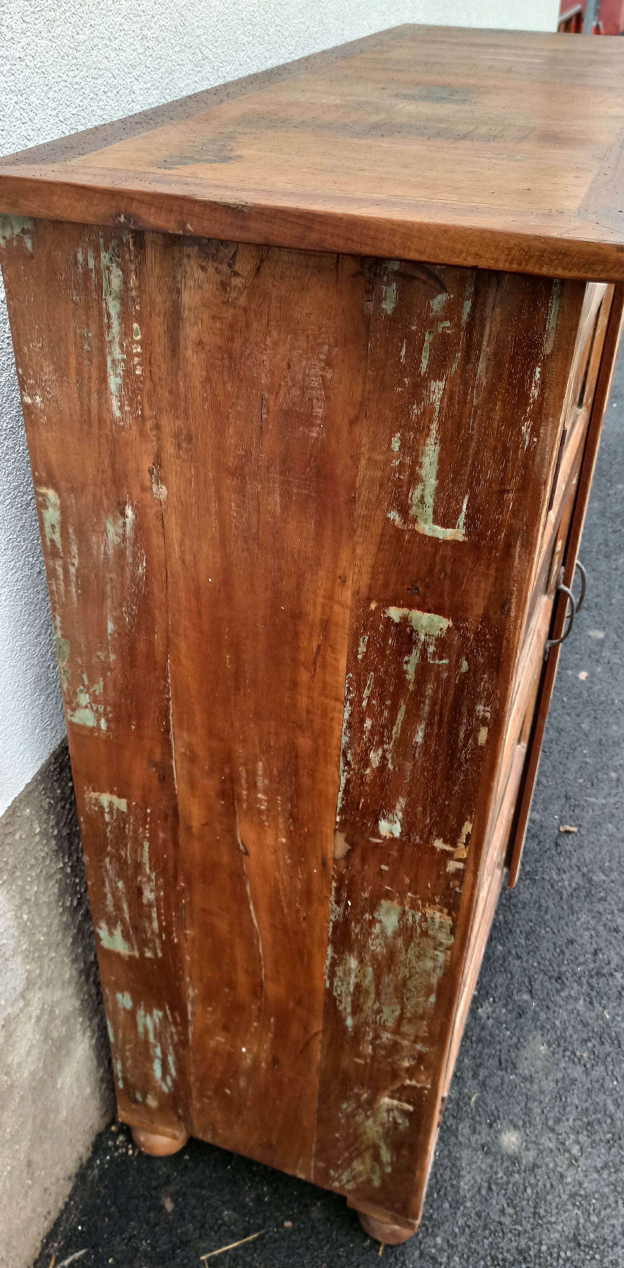 Colorful wooden window with two doors